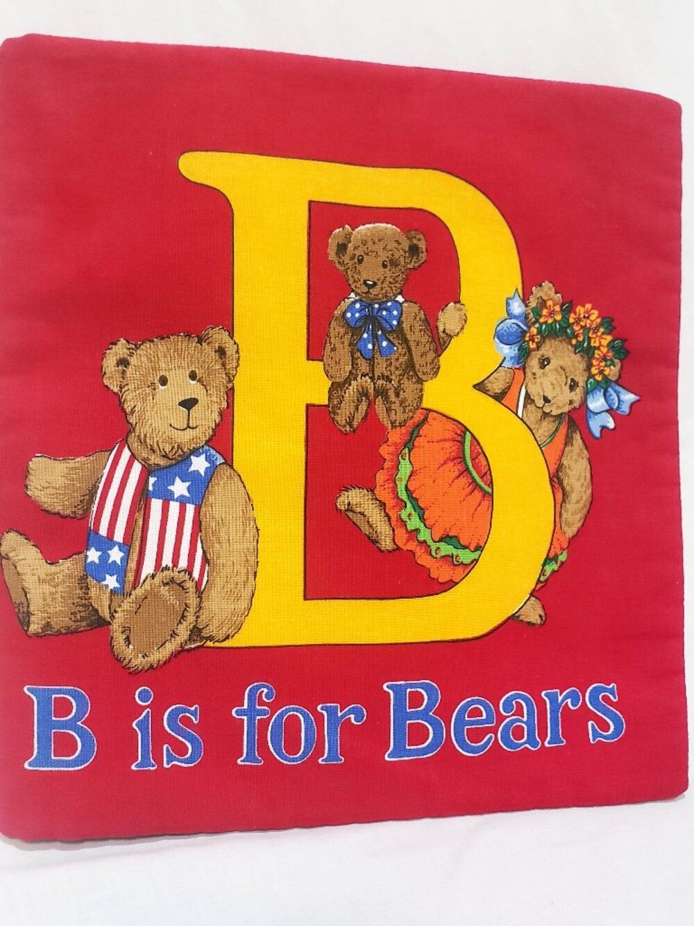 B is for BEARS Teddy Bear Cloth Finished Fabric Baby Child's Book 1980s 80s